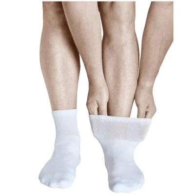 Immagine di vitsocks Calzini Relax con Suola in Spugna Uomo (3 PAIA) Calze Comode per Piedi Sensibili, bianco, 44 46