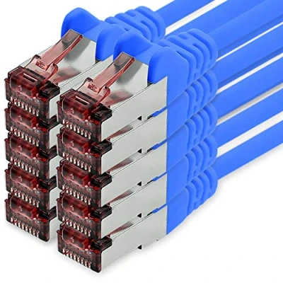 Immagine di freiwerk Cavo di rete Cat.6 5m blu 10 x Ethernet Lankabel Cat6 Lan Sftp Pimf Patchcable 1000 Mbit s compatibile con Cat5 Cat5e Cat6a Cat7 Cat8