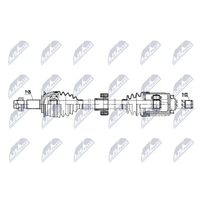 Immagine di NTY NPW DW 059 Albero motore / Semiasse Assale anteriore Dx 925mm