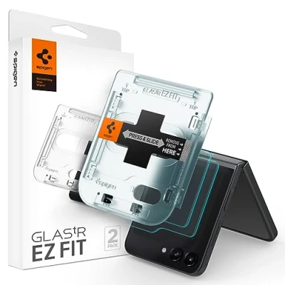 Immagine di Spigen Glas.tR EZ Fit Vetro Temperato compatibile con Samsung Galaxy Z Flip 5, 2 Pezzi, per Display esterno, Installazione Facile, Durezza 9H Pellicola prottetiva