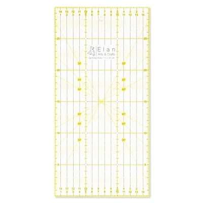 Immagine di Elan Righello Patchwork 30 cm x 15 cm, Trasparente Universale Acrilico, Regolo Calcolatore, per Patchwork, Quilting, Righelli Sartoria