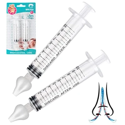 Immagine di CaiTang 2 pezzi Irrigatore Nasale,Set Nasale Bambini, con Siringa e Punta di Aspirazione in Silicone Riutilizzabile ​,Irrigatore per Lavaggi Nasali