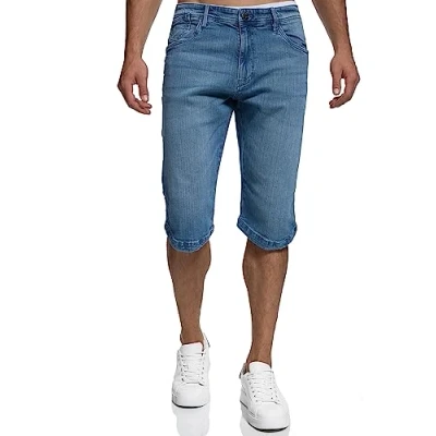Immagine di Indicode Uomini Jaspar Jeans Shorts Pantaloncini Used Look con 5 Tasche Blue Wash M