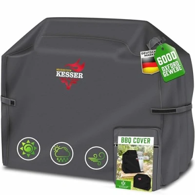 Immagine di KESSER® Copertura premium per barbecue a gas, resistente alle intemperie, Weber, Brinkmann, Char Broil Grill, in tessuto Oxford 600D, antistrappo, 132 x 66 109 cm, antracite