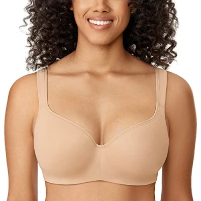 Immagine di DELIMIRA Donna Reggiseno Senza Cuciture Balconcino con Ferretto Sostegno Comodo Coppe Preformate Taglie Forti Talpa Abbronzatura 3C