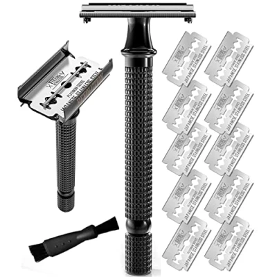 Immagine di Shaving Revolution Rasoio Di Sicurezza Barba Manuale Con 10 Lamette Giapponesi In Acciaio Inossidabile Monolama Per Uomini Safety Razor Uomo