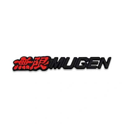 Immagine di Logo Mugen in metallo con emblema auto 3D cromato, adesivo Turbo Power (nero e rosso, posteriore)