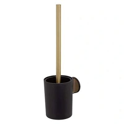 Immagine di Tiger Tune Scopino e Portascopino da WC, con un Retro Autoadesivo 3M Resistente, ABS, Ottone (Spazzolato), Nero, 9,6 x 38,2 12,1 cm