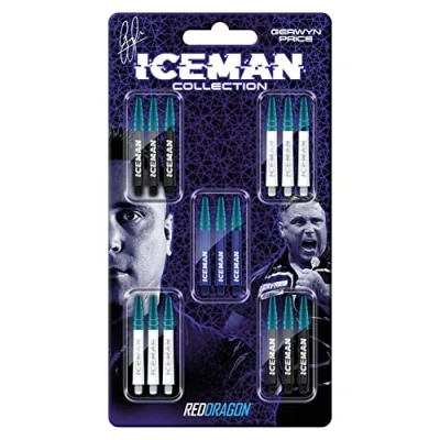 Immagine di RED DRAGON Gerwyn Price Iceman Nitro Ionic Dart Shaft Collection 5 Set per Confezione (15 Alberi in Totale)
