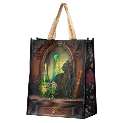 Immagine di Puckator Lisa Parker Absinthe Cat borsa per la spesa riutilizzabile Borse a tracolla mano da donna Grande estetica pieghevole,