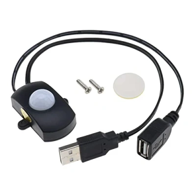 Immagine di Interruttore sensore di movimento PIR DC 5V 24V 4A presenza per illuminazione a LED Rilevatore automatico Striscia Interfaccia USB Nero