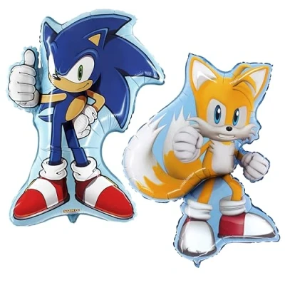 Immagine di Toyland® Confezione da 2 di palloncini in foil Sonic 1 palloncino 29&quot; e a forma coda 33&quot;