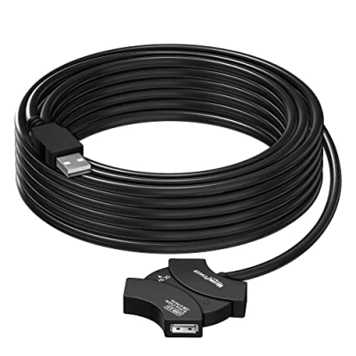 Immagine di MutecPower 10m Cavo di prolunga USB 2.0 con hub a 4 porte e chipset estensione attivo maschio femmina port/Cavo ripetitore 10 metri Nero