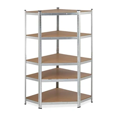 Immagine di Relaxdays Scaffale in Metallo Angolare, Capacità 875 kg, 181x128x92, 5 Ripiani, ad Alta Portata, Angolo, Argento
