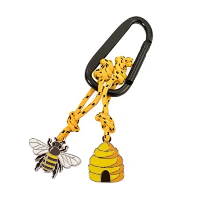 Immagine di TROIKA Maja KR23 01/BK Portachiavi incl. Moschettone 2 pendenti su corda da arrampicata decorativa: ape, alveare alluminio, metallo pressofuso, nylon, smalto color argento, giallo, nero