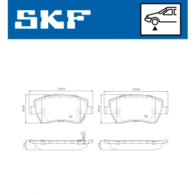Immagine di SKF VKBP 80128 A Kit pastiglie freno con segnalatore acustico usura accessori SUZUKI: SWIFT 3, Splash, NISSAN: Micra 4, IV Hatchback