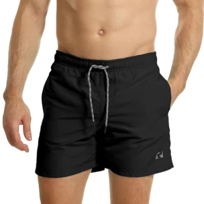 Immagine di Ript Performance Uomo Essentials Pantaloncini da bagno a rapida asciugatura con protezione solare UV 50, Nero, L