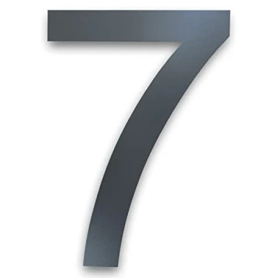 Immagine di MOLVCE numero civico in acciaio inox Altezza: 20 cm, Moderna targhetta esterno RAL 7016 antracite, spessore 2 mm, metallo di strada Arial, 7