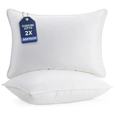 Immagine di Utopia Bedding Cuscini Letto (Set di 2), 50 x 70 cm Guanciali Coppia, 3D Fibra Poliestere (Bianco)