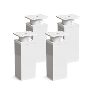 Immagine di sossai® Gambe per mobili MFV1 set di 4 regolabili in altezza Altezza: 60 mm (+20mm) Design: bianca Forma angolare: 40 x Viti inclusi