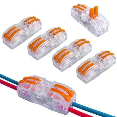 Immagine di QitinDasen 15Pcs KV212 Leva Dado Cavo Connettore, 2 in fuori Bilaterale 4 Porte Trasparente Connettore Conduttore Compatto, Morsettiera Molla Rapido