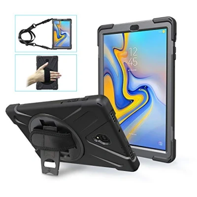 Immagine di Gerutek Cover per Samsung Galaxy Tab A 10.5 Pollici 2018, Custodia Robusto Resistente agli urti 360 Cavalletto girevole e tracolla Protettiva SM T590/T595/T597,Nero
