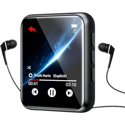 Immagine di 64GB Lettore MP3 con Bluetooth 5.0, Portatile Hi Fi Sound di musica Altoparlante, Line in Registratore Vocale, Radio FM, e book, Full Touch Schermo, Supporto fino a 128 GB schede