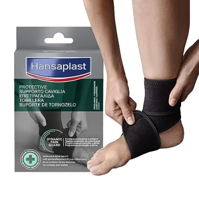 Immagine di Hansaplast Sport Supporto Caviglia, Cavigliera sportiva per protezione e sollievo, ortopedica con regolazione della pressione, Tutore caviglia in materiale Thermo Tech