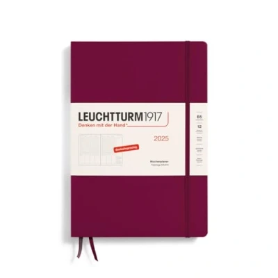 Immagine di LEUCHTTURM1917 370582 Agenda settimanale 2025 Composition B5 copertina rigida Calendario 12 mesi, 80 g, a righe Port Red