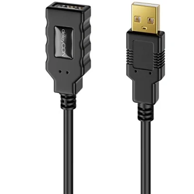 Immagine di deleyCON 10m Cavo Attivo USB 2.0 Prolunga Attiva con Amplificatore di Segnale USB2.0 Ripetitore USB3.0 PC Stampante Scanner per Computer Nero