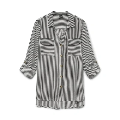 Immagine di VERO MODA Vmbumpy L/S Maglietta New Wvn Ga Noos Camicia a Maniche Lunghe, Cioccolato Torta Strisce: Bianco Neve, L Donna