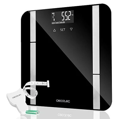 Immagine di bilancia da bagno Digitale intelligente di alta precisione. con piattaforma vetro temperato sicurezza schermo LCD Reverse E capacità massima 180kgr. Lista per usare