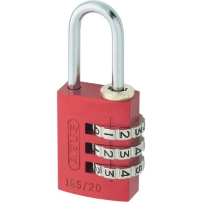 Immagine di ABUS serratura a combinazione 145/20 rossa per valigia, armadietto, ecc. lucchetto in alluminio codice numerico regolabile individualmente Livello di sicurezza 3