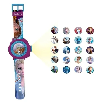Immagine di Lexibook Frozen 2 Orologio da polso digitale regolabile con 20 proiezioni di Elsa, Anna e Olaf, per bambini/ragazze, blu viola, DMW050FZ