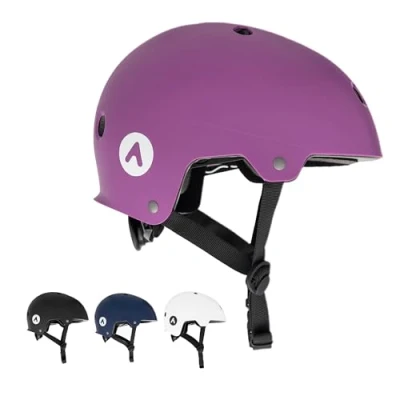 Immagine di ATTABO Genes Casco da skateboard e monopattino Taglia M Viola con tecnologia ABS Hard Shell 11 fori di ventilazione Manopola regolazione Materiale durevole sicurezza