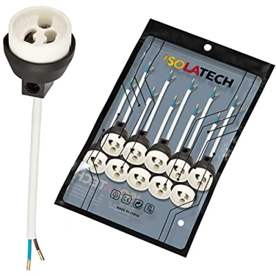 Immagine di ISOLATECH GU10 prese ceramiche ignifughe con manicotti in rame crimpati VDE RoHS 230 250 Volt 2A max.100W 0,75mm 2 cavi LED alogeni per casa cucina bagno (qui: 10 pezzo)