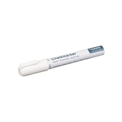 Immagine di Europel Pennarello a gesso 6 mm, bianco, 1 pezzo, blister, punta reversibile e scalpello