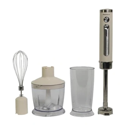 Immagine di Melchioni Family Frullatore ad Immersione ARIEL, Senza Fili Ricaricabile, Set con Sbattitore, Tritatutto, e Bicchiere Graduato 600ml, Colore Bianco