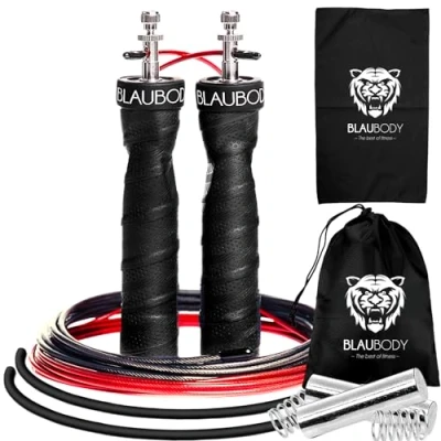 Immagine di Corda Per Saltare con Pesi Veloce Regolabile Speed Jump Rope Crossfit Uomo/Donna Pesante (160g x2 + Asciugamano Microfibra incluso) Skipping Boxe Salto
