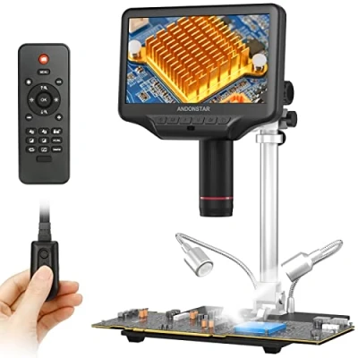 Immagine di Andonstar AD407 Pro 3D HDMI Saldatura Microscopio Digitale con Metal Stand 4MP UHD e 7 pollice Regolabile Schermo LCD USB Video Microscopi per Riparazione Telefono SMT SMD FAI DA TE