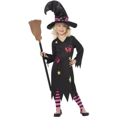 Immagine di SMIFFYS Costume Streghetta Cenerentola, Nero, comprende Abito, Cappello e Collant