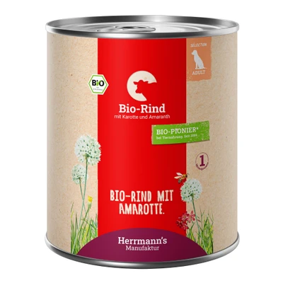 Immagine di Herrmann&#039;s Bio Menù Sensitive 6 x 800 g Umido cane Manzo con Carote e Amaranto