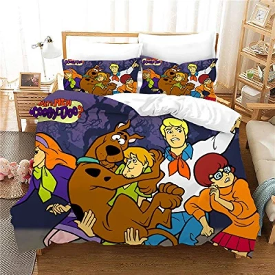 Immagine di NICHIYO Scooby DOO Set di biancheria da letto composto copripiumino e federa, in microfibra, stampa digitale 3D (copripiumino federe) (18, 135 x 200 cm)