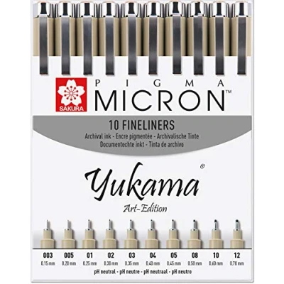 Immagine di Sakura Yukama® Art Edition Penna a punta fine, 10 Micron n. 003 12, colore: Nero