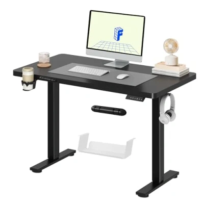 Immagine di FLEXISPOT Scrivania Regolabile in Altezza, Elettrica, da Ufficio e Casa, Standing Desk (110x60cm,Nera)
