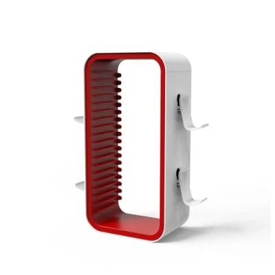 Immagine di Redlution Torre di archiviazione per giochi PS5/PS4/Xbox One/Xbox 360/Xbox Series X/S/Switch, organizer dischi Blu Ray, memorizza 18 giochi, con 4 supporti controller (rosso)