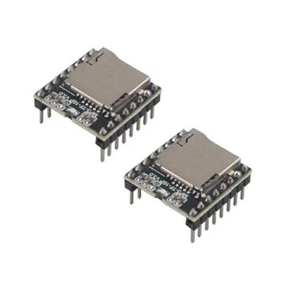 Immagine di HALJIA, 2 mini lettore MP3 DFPlayer, modulo con uscita DAC a 24 bit da direttamente all&#039;altoparlante, supporto scheda TF U Disk IO/Serial Port/AD fai te compatibile Arduino Raspberry Pi