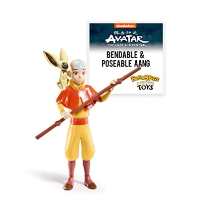 Immagine di BendyFigs The Noble Collection Avatar Aang Toys Statuetta da collezione pieghevole 18 cm, con supporto e mini accessori