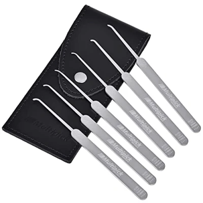 Immagine di MULTIPICK ELITE 6 Lockpicking Set HOOK [6 parti 0,5 mm] Grimaldelli per Serratura Kit Apri lucchetto Scassinatore Grimaldello &amp;