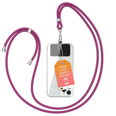 Immagine di EAZY CASE catena universale per cellulare adatta a tutti gli smartphone, da appendere, cover con cordino, smartphone portare in giro, cinghia cellulare, Rosa